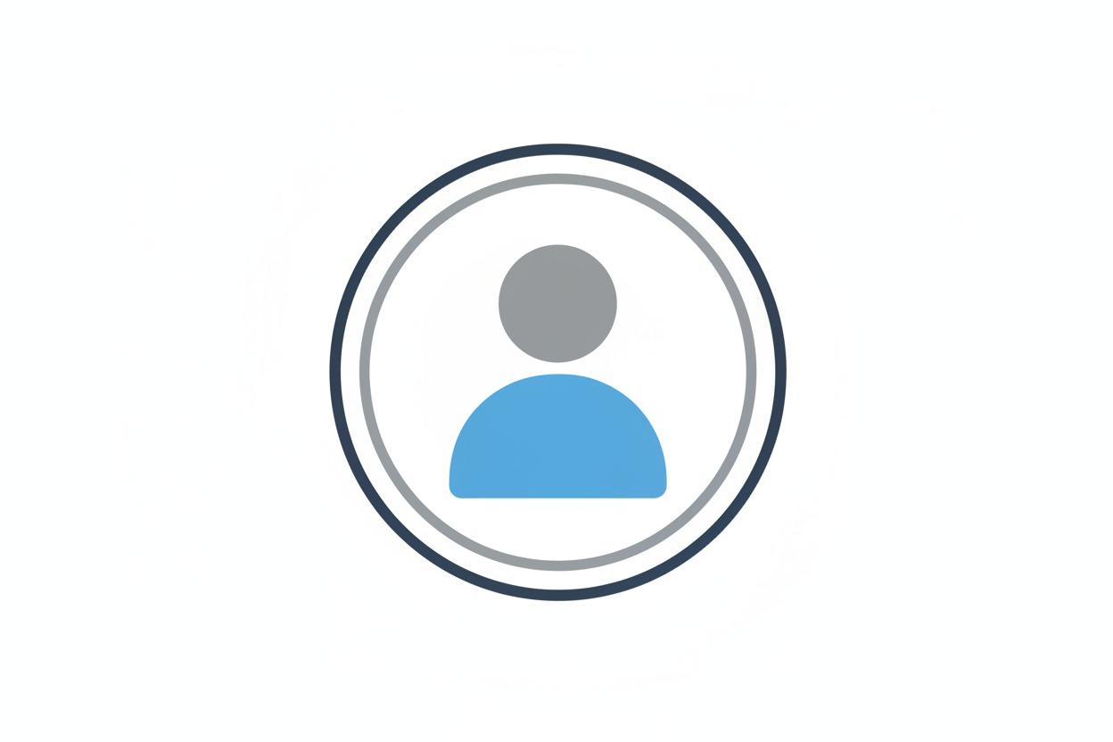 Ein Icon zeigt das Symbol einer grauen und blauen Person in einem doppelten Kreis.